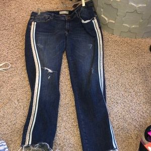 Zara jeans with metallic and light blue stripe